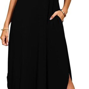 Plus Size Womens Casual Summer Maxi Dress Cold Shoulder V Neck Beach Wear